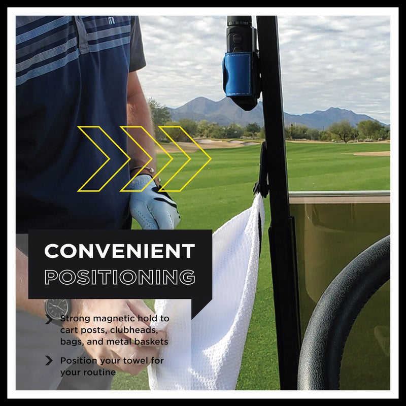 STICK-IT STICKIT Magnetic Towel, White | Top-Tier Microfiber Golf Towel with Deep Waffle Pockets | Industrial Strength Magnet for Strong Hold to Golf Carts or Clubs - Image 2